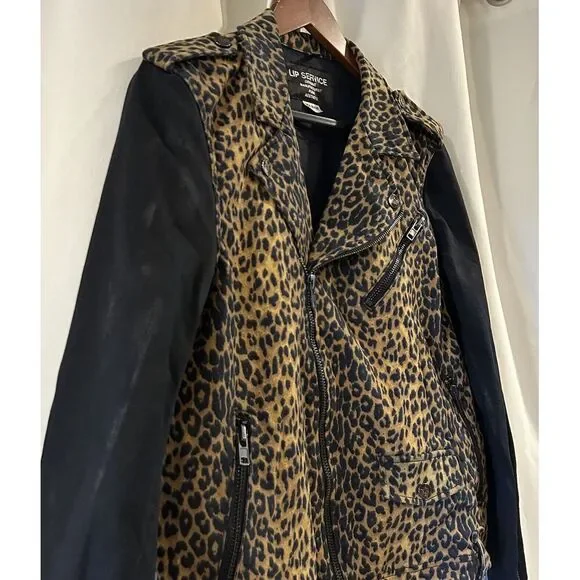 Lip Service Cheeta Print Grunge Jacket Size Large - Picture 2 of 8